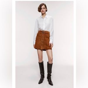 Real leather suede skirt
